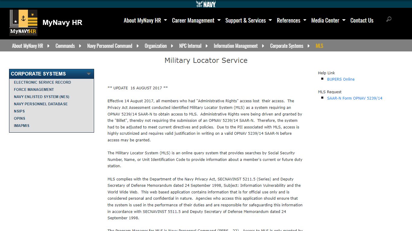 Military Locator Service - Navy